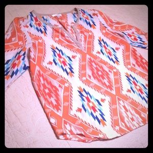 CLEARANCE ITEM: Aztec/Indian inspired Mid Sleeve Top